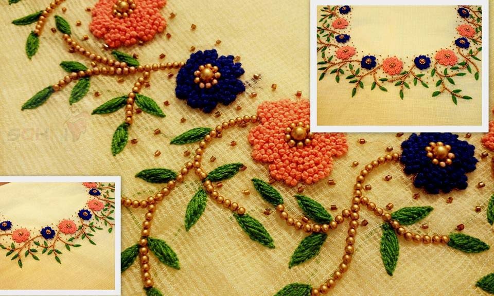 french knot kurthi neck