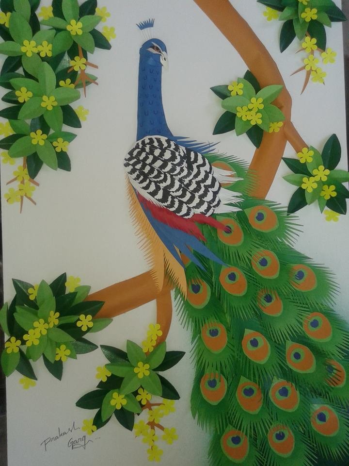 Peacock with paper