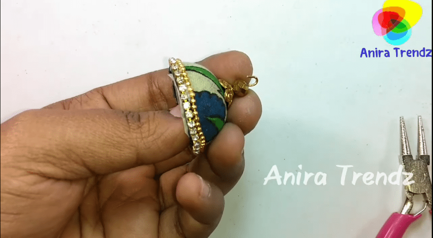 Trendy grand kalamkari jhumka earring tutorial19