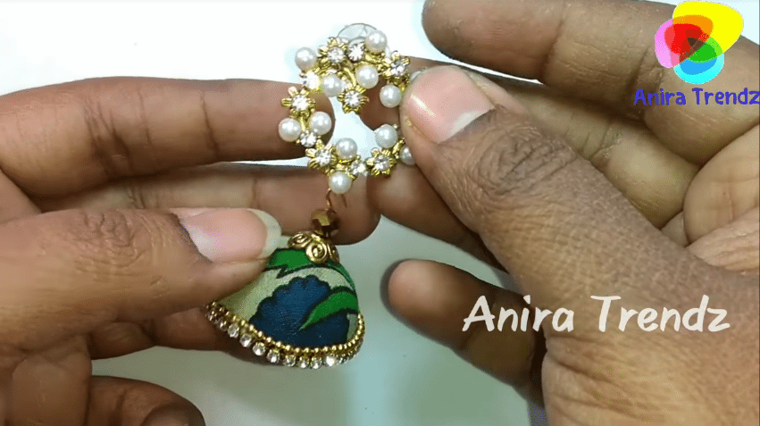 Trendy grand kalamkari jhumka earring tutorial20