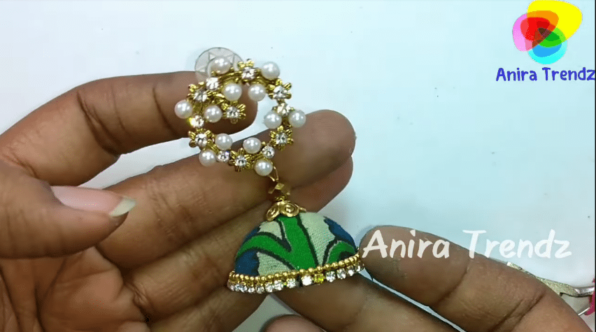 Trendy grand kalamkari jhumka earring tutorial21