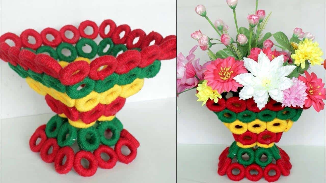 Beautiful decorative flower basket making at home1