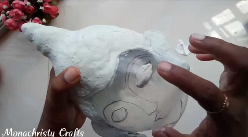 How to make clay mural buddha with plastic bottle11