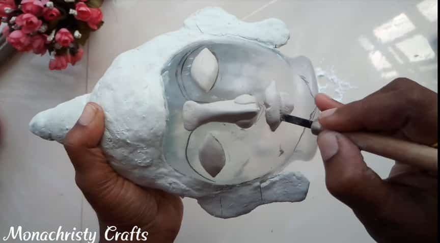 How to make clay mural buddha with plastic bottle13