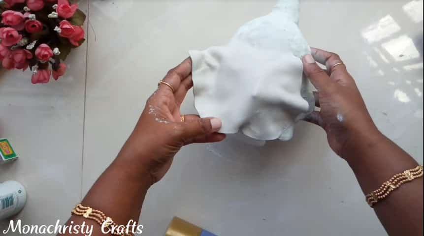 How to make clay mural buddha with plastic bottle14