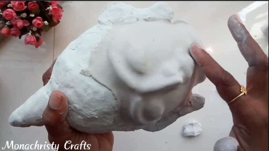 How to make clay mural buddha with plastic bottle15