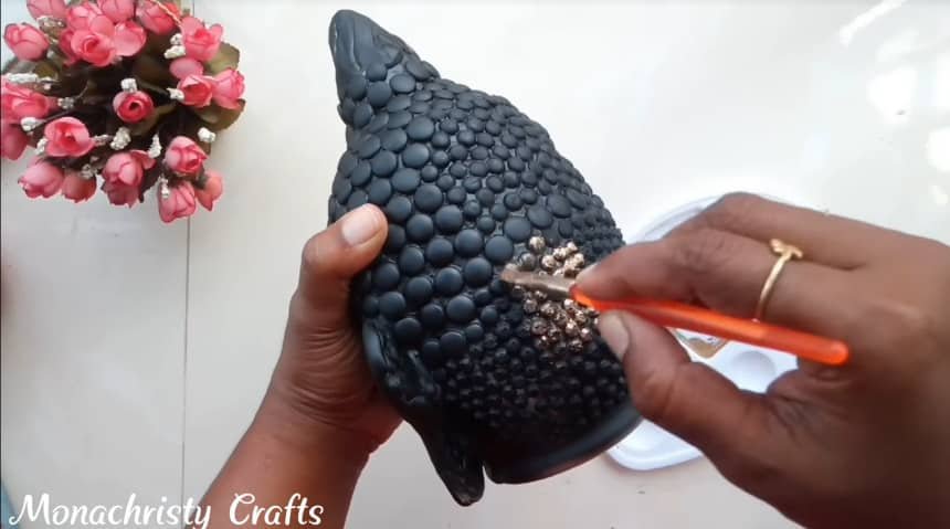 How to make clay mural buddha with plastic bottle21