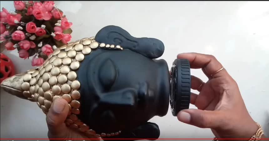 How to make clay mural buddha with plastic bottle22