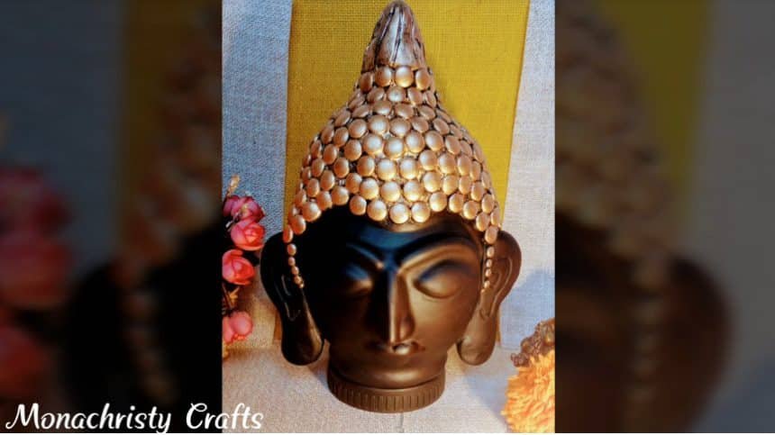 How to make clay mural buddha with plastic bottle24