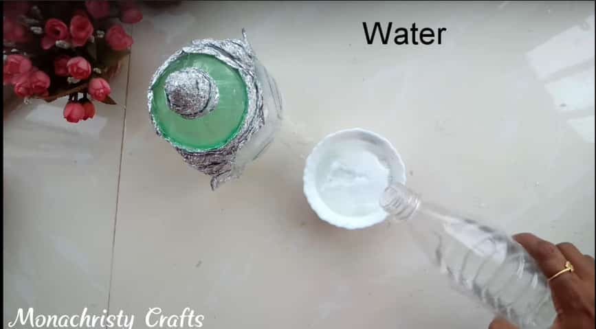 How to make clay mural buddha with plastic bottle9