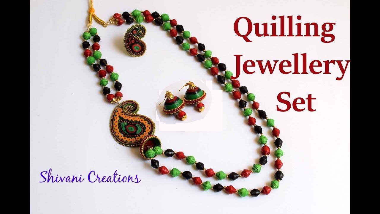 How to make paper quilling necklace set1