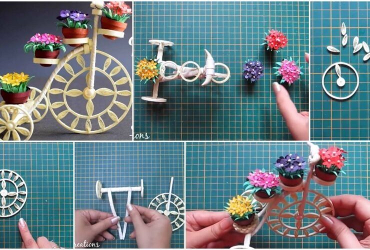 How to make quilled tricycle miniature plant stand