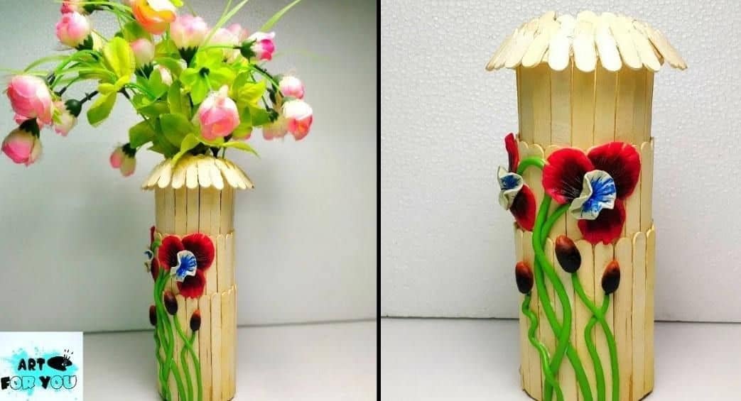 How to make flowerpot from popsicle sticks1