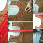 Creative neck design cutting and stitching with fabric button making