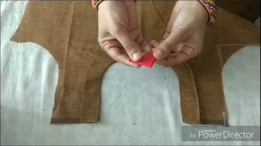 Creative neck design cutting and stitching with fabric button making