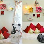 Floral wall decor with floor sitting area