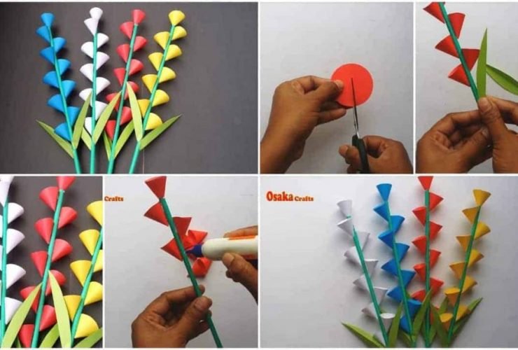 How to make beautiful paper flower stick for room decoration