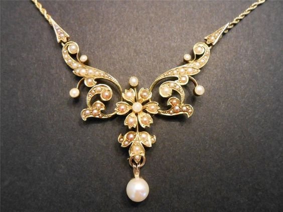 15 Carat Gold Seed Pearl Necklaces