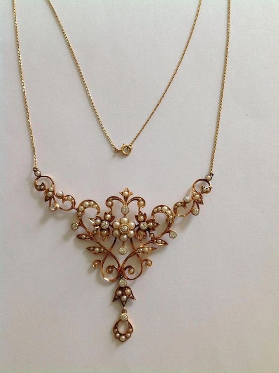 15 Carat Gold Seed Pearl Necklaces