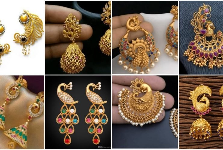 Beautiful Gold Earrings in Peacock Style