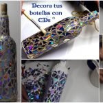 Bottle Decorated in Mosaic Style with CDs