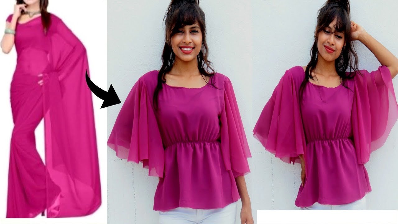 Convert Old Saree Into Umbrella Sleeve Top