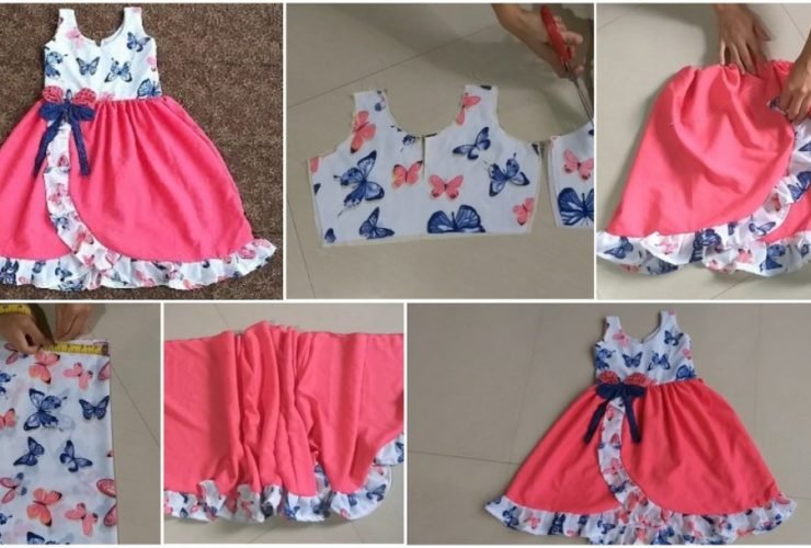 Designer Frill Baby Frock Cutting and Stitching