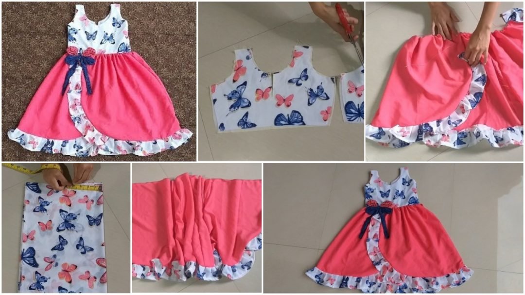 Designer Frill Baby Frock Cutting and Stitching