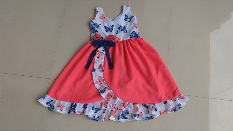 Designer Frill Baby Frock Cutting and Stitching