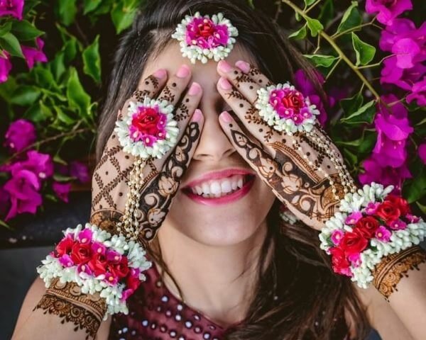 Pink and white combination in floral jewellery