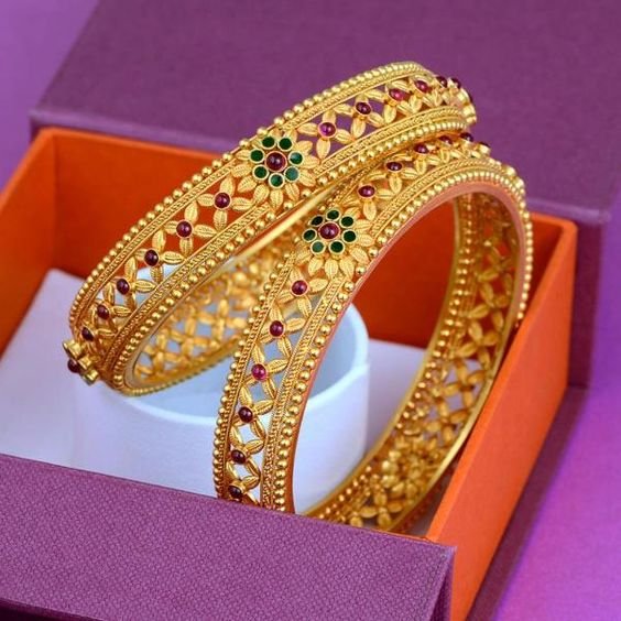 Gold Bangles with Unique Design