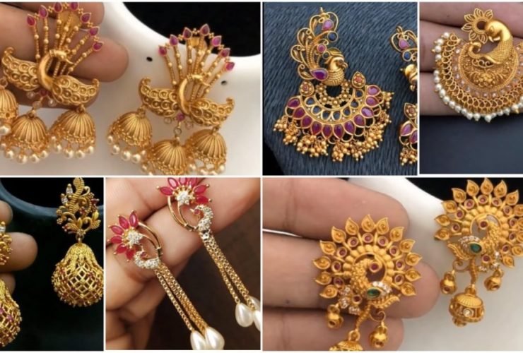 Gold Peacock Design Earrings