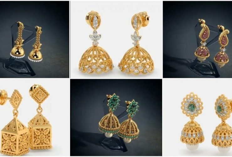 South Indian Style Gold Jhumka Designs