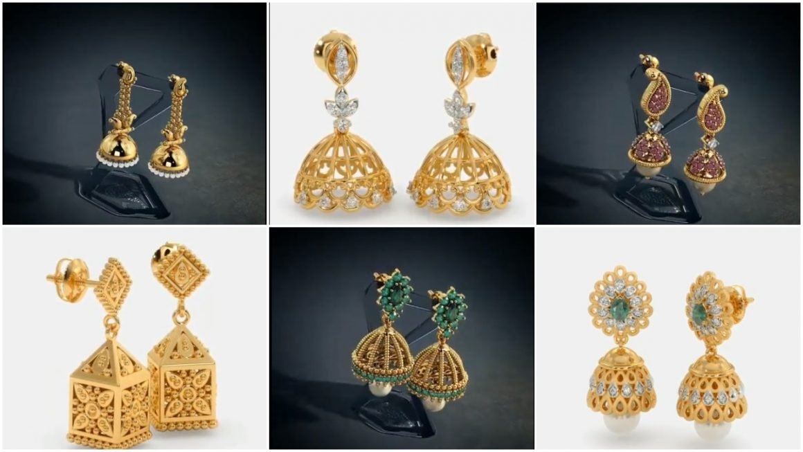 South Indian Style Gold Jhumka Designs