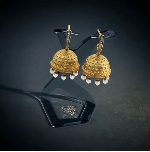 South Indian Style Gold Jhumka Designs