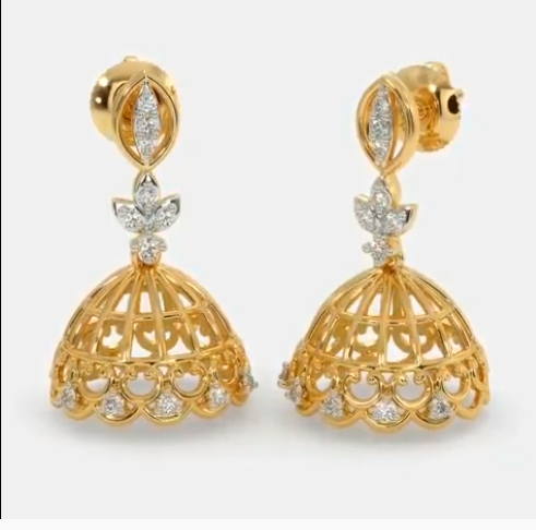 South Indian Style Gold Jhumka Designs