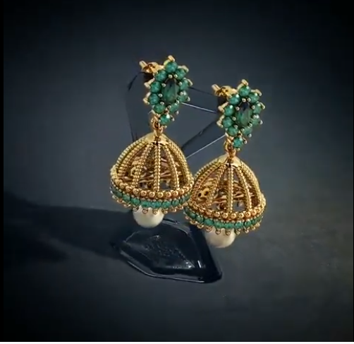 South Indian Style Gold Jhumka Designs