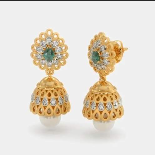 South Indian Style Gold Jhumka Designs