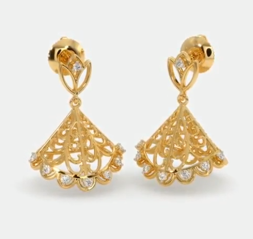 South Indian Style Gold Jhumka Designs