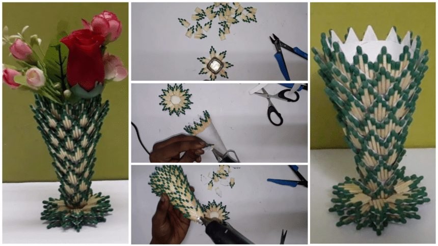 How to Make Flower Vase from Matchstick