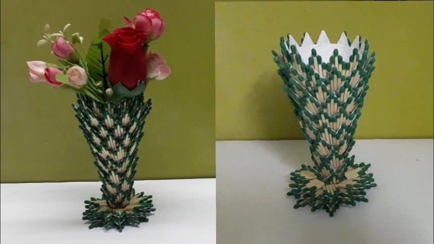 How to Make Flower Vase from Matchstick