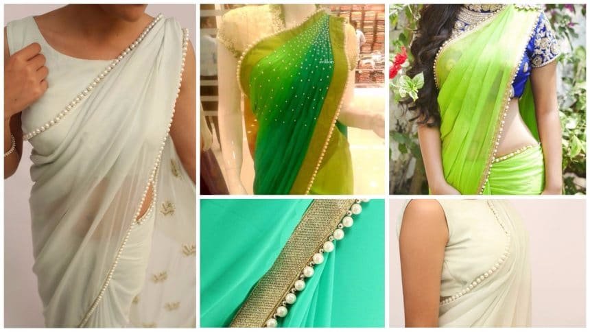 Pearl Work on Sarees