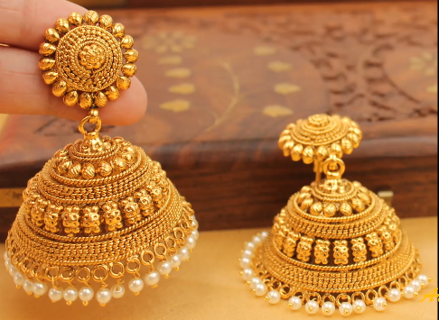 Latest Gold Antique Jhumka Designs