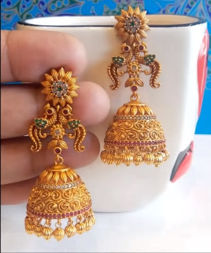 Latest Gold Antique Jhumka Designs