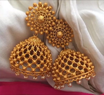 Latest Gold Antique Jhumka Designs