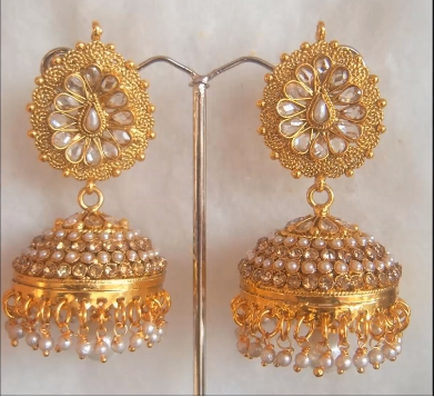 Latest Gold Antique Jhumka Designs