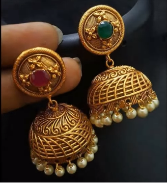 Latest Gold Antique Jhumka Designs