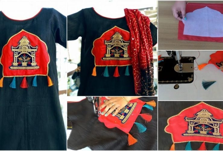 Party Wear Kurti with Handmade Patchwork