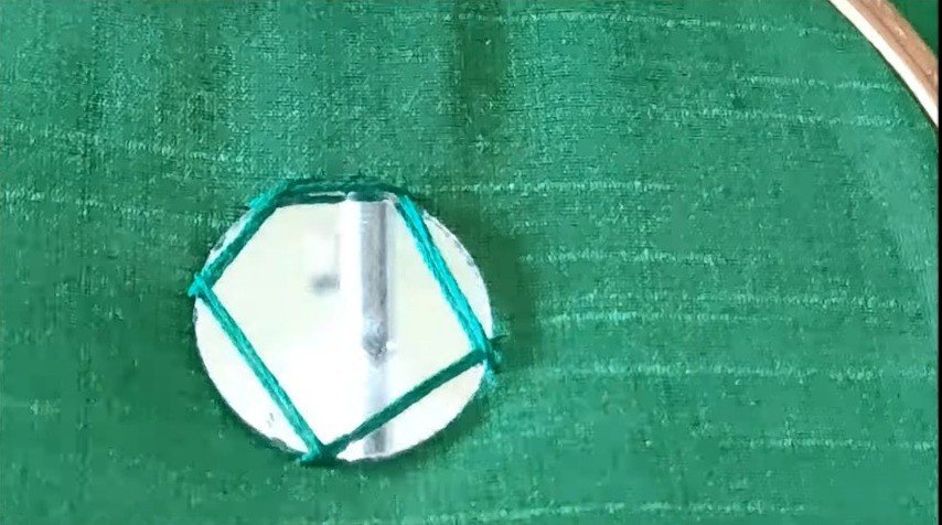 Beads-Mirror Work Using Normal Needle