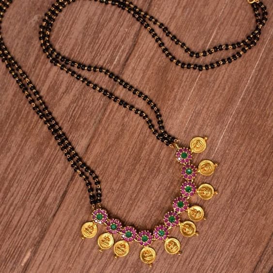 Black Beads Work Mangalsutra Design